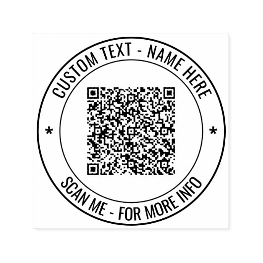 QR-code Scan Info Tekst Uw eigen ontwerp Ronde ste Zelfinktende Stempel (Design)