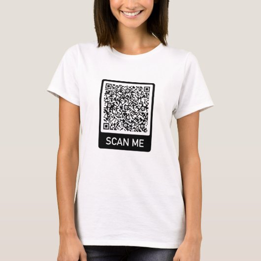 QR Code Scan Info Uw gepersonaliseerde grappige T- T-shirt (Voorkant)