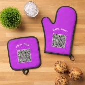 QR Code Scan Info Uw speciaal bericht Gift Ovenwant & Pannenlap Set (Top down)