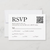 QR-code scan maaltijdkeuze witte trouw-RSvp-kaart RSVP Kaartje (Voorkant)