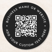 QR-code | Scan me Black Modern Stylish Business Ronde Kartonnen Onderzetter (Voorkant)