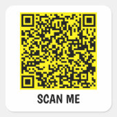  QR-code SCAN ME gele Square Sticker (Voorkant)