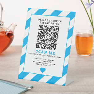 QR Code Scan me Inchecken business covid teken bla Reclamebord Met Voetstuk