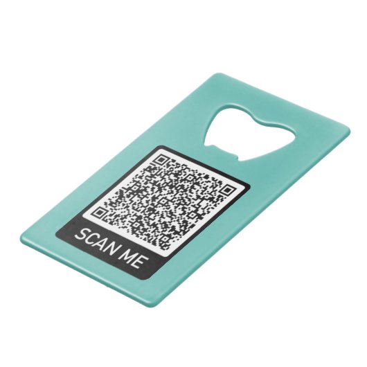 QR-code Scan me Moderne flesopening Uw kleuren Creditkaart Flessenopener (Voorkant Gekanteld)