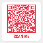  QR-code SCAN ME rode vierkant Sticker (Voorkant)