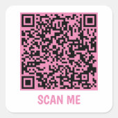  QR-code SCAN ME roze vierkant Sticker (Voorkant)