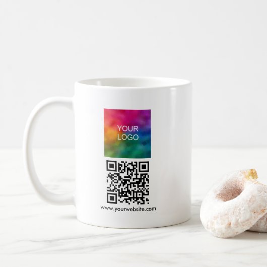 QR Code Scan Me Upload Logo Modern Simple Template Koffiemok (Met donut)