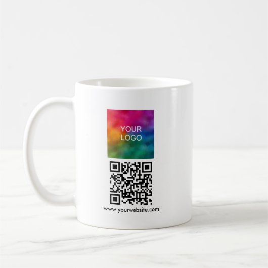 QR Code Scan Me Upload Logo Modern Simple Template Koffiemok (Links)