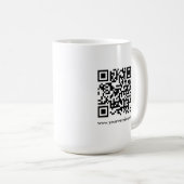 QR Code Scan Me Website URL Sjabloon Wit Groot Koffiemok (Voorkant rechts)