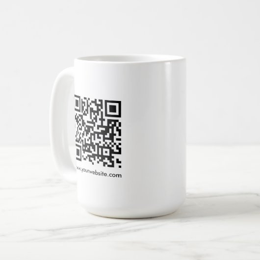 QR Code Scan Me Website URL Sjabloon Wit Groot Koffiemok (Voorkant links)