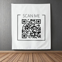 QR Code Scan Me Zakelijk Minimalistisch  Wandkleed