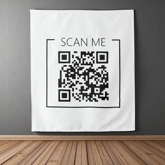 QR Code Scan Me Zakelijk Minimalistisch  Wandkleed