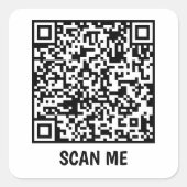 QR-code SCAN ME zwarte vierkante Sticker (Voorkant)