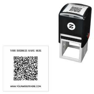 QR Code Scan Naam Website Bedrijfsstempel Sjabloon Zelfinktende Stempel