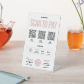 QR Code Scan om Betaling Venmo Paypal te betalen Reclamebord Met Voetstuk (Insitu)