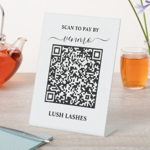 QR Code Scan om te betalen Scannable Acryl Sign to Reclamebord Met Voetstuk