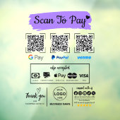 QR Code Scan om Venmo Paypal te betalen Google Pay Raamsticker (Vel 3)