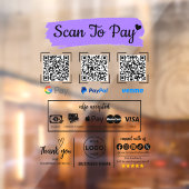 QR Code Scan om Venmo Paypal te betalen Google Pay Raamsticker (Vel 2)