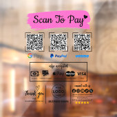 QR Code Scan om Venmo Paypal te betalen Google Pay Raamsticker (Vel 2)