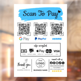 QR Code Scan om Venmo Paypal te betalen Google Pay Raamsticker