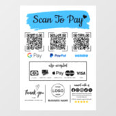 QR Code Scan om Venmo Paypal te betalen Google Pay Raamsticker (Vel)