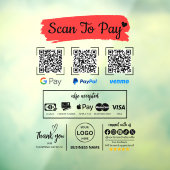 QR Code Scan om Venmo Paypal te betalen Google Pay Raamsticker (Vel 3)