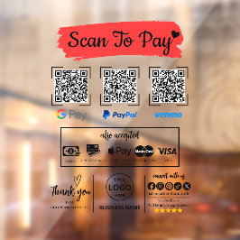QR Code Scan om Venmo Paypal te betalen Google Pay Raamsticker