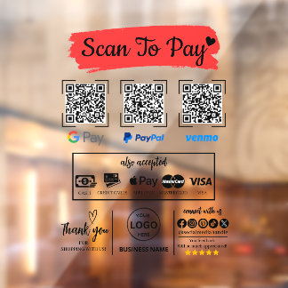 QR Code Scan om Venmo Paypal te betalen Google Pay Raamsticker