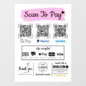 QR Code Scan om Venmo Paypal te betalen Google Pay Raamsticker (Vel)