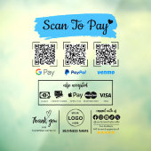 QR Code Scan om Venmo Paypal te betalen Google Pay Raamsticker (Vel 3)