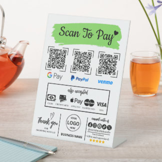 QR Code Scan om Venmo Paypal te betalen Google Pay Reclamebord Met Voetstuk