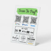QR Code Scan om Venmo Paypal te betalen Google Pay Reclamebord Met Voetstuk (Voorkant)