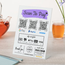 QR Code Scan om Venmo Paypal te betalen Google Pay Reclamebord Met Voetstuk