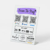 QR Code Scan om Venmo Paypal te betalen Google Pay Reclamebord Met Voetstuk (Voorkant)