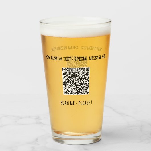 QR Code Scan Promotie Glass Jouw tekst en Kleur Glas (Voorkant gevuld)