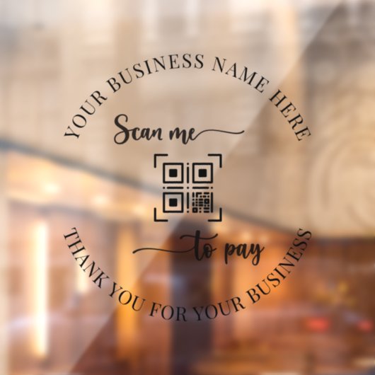 QR Code Scan te betalen Dank u Business Script Raamsticker (Vel 2)
