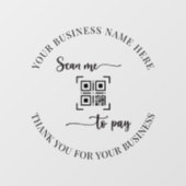 QR Code Scan te betalen Dank u Business Script Raamsticker (Vel)