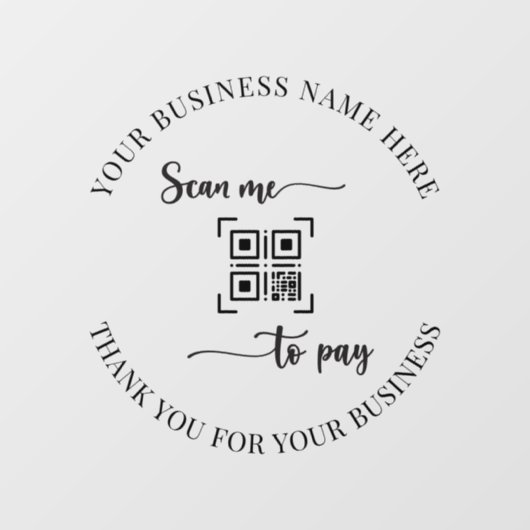 QR Code Scan te betalen Dank u Business Script Raamsticker (Vel)