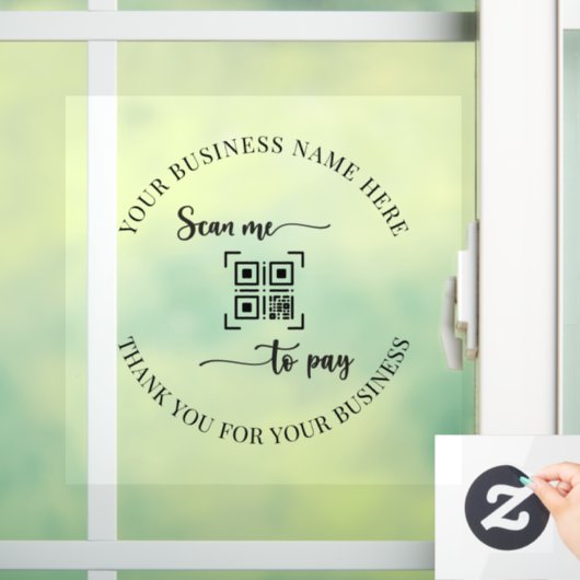 QR Code Scan te betalen Dank u Business Script Raamsticker (Huis)