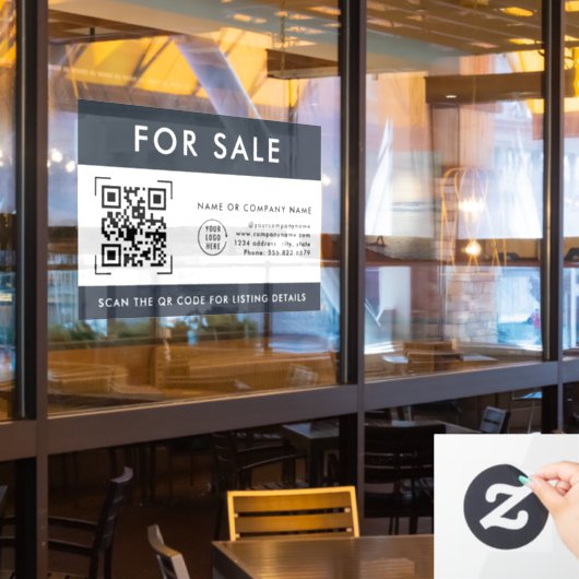 QR-code scan te koop | Zakelijk logo Raamsticker (Restaurant Raam)