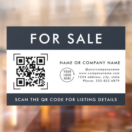 QR-code scan te koop | Zakelijk logo Raamsticker (Vel 2)