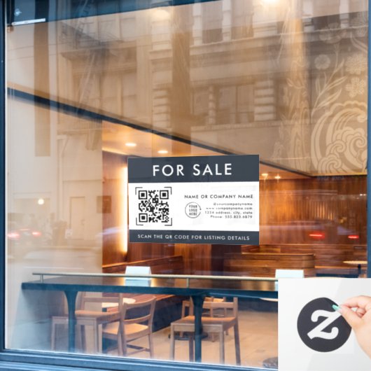 QR-code scan te koop | Zakelijk logo Raamsticker (Cafe Raam)