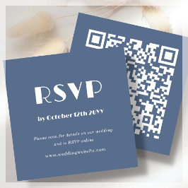 QR Code Scan to RSVP Dusty Blue Enclosure Card Informatiekaartje