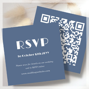 QR Code Scan to RSVP Dusty Blue Enclosure Card Informatiekaartje