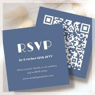 QR Code Scan to RSVP Dusty Blue Enclosure Card Informatiekaartje
