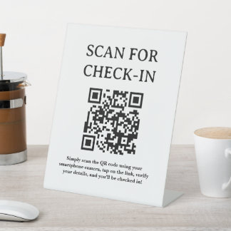 QR-code scan voor hotel inchecken Reclamebord Met Voetstuk