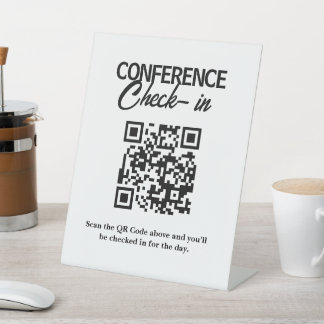 QR-code scan voor hotel inchecken Reclamebord Met Voetstuk