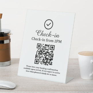 QR-code scan voor hotel inchecken Reclamebord Met Voetstuk
