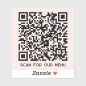 QR Code Scan voor Menu Blush Roze Sticker (Vel)