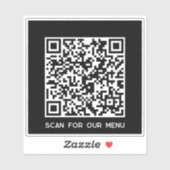 QR Code Scan voor Menu Zwart Sticker (Vel)